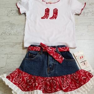Red Bandana Ruffle Top and Skirt